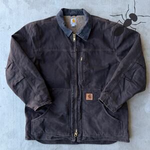Vintage Y2K Carhartt C61 DKB brown Sherpa lined work wear jacket